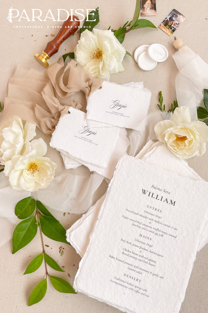 Londyn Handmade Paper Wedding Menus