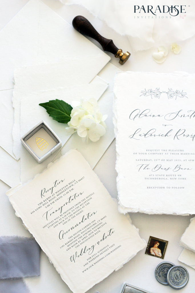 Chantalle Handmade Paper Wedding Invitation