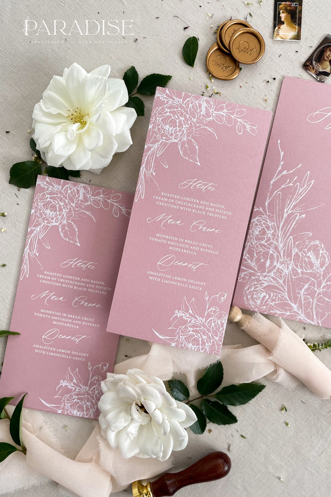 Amor Wild Rose Wedding Menus