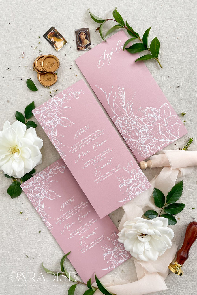 Amor Wild Rose Wedding Menus