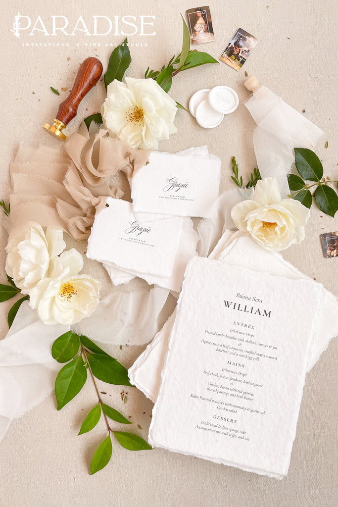 Londyn Handmade Paper Wedding Menus