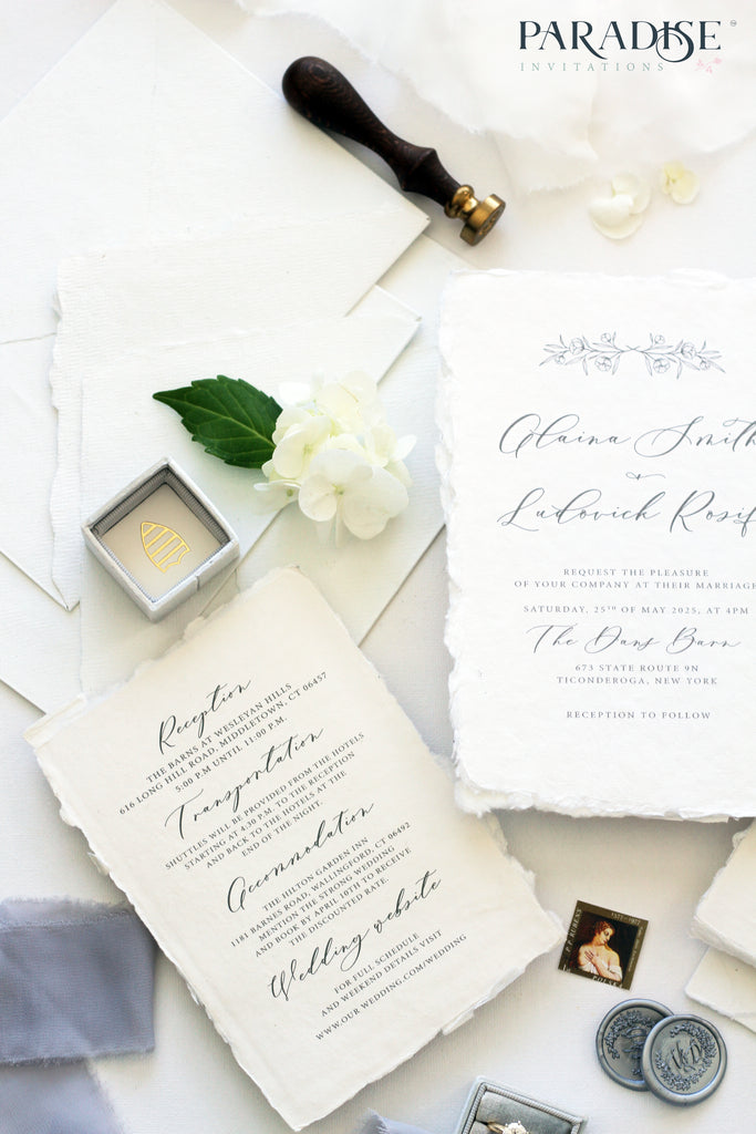 Chantalle Handmade Paper Wedding Invitation