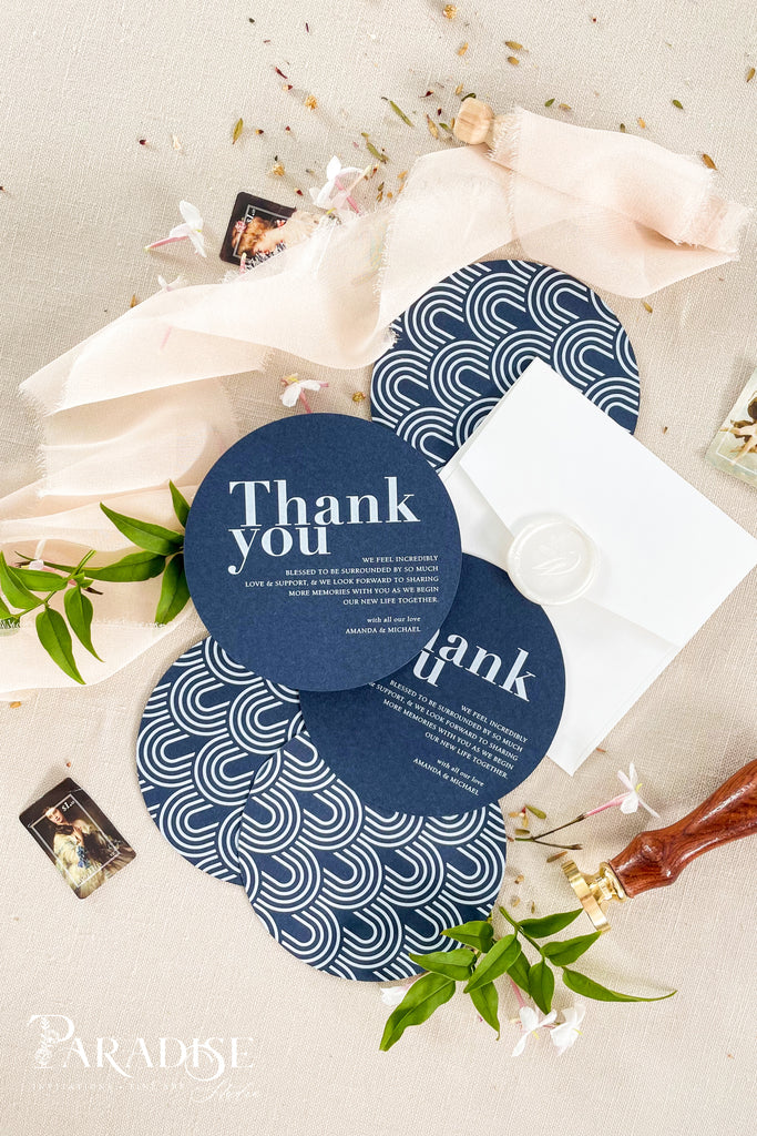 Malia Navy Circle Thank You Cards