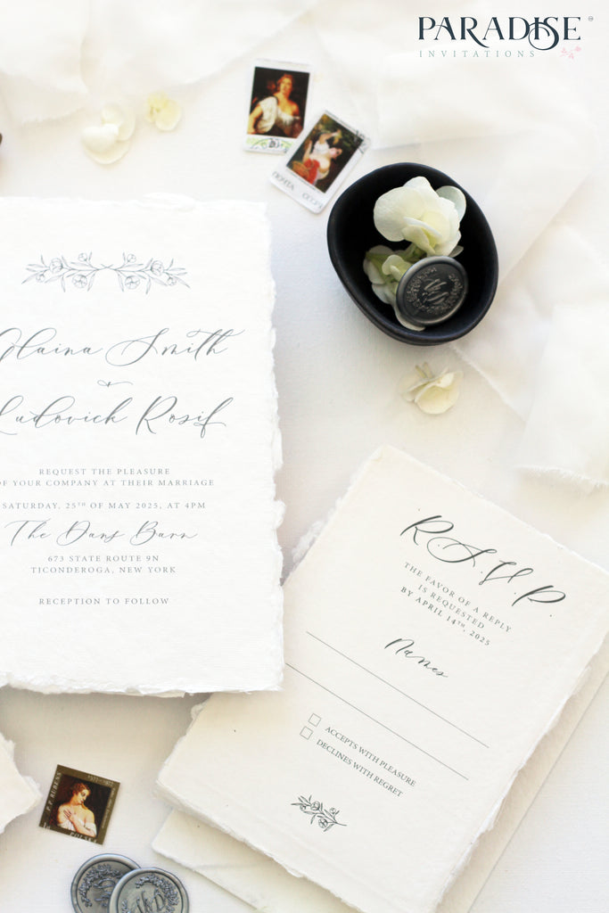 Chantalle Handmade Paper Wedding Invitation