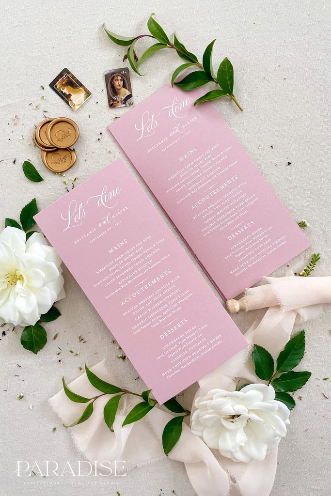 Berrie Wild Rose Wedding Menus