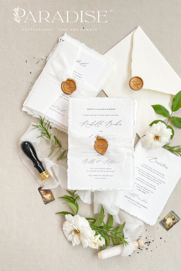 Rosalee Handmade Paper Wedding Invitation Sets