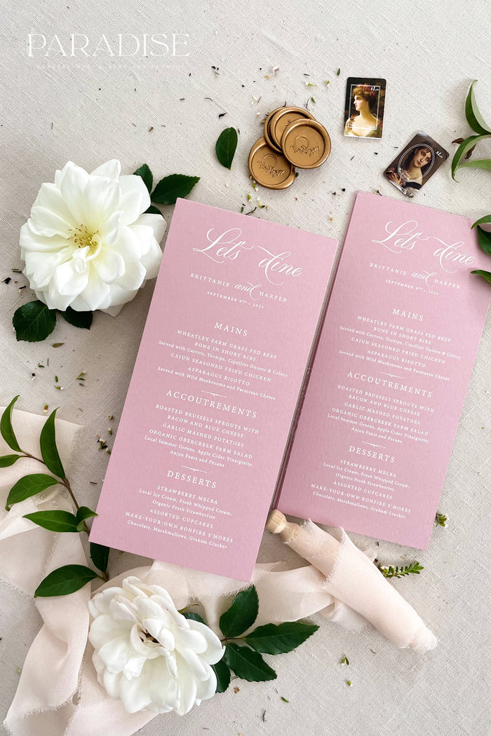 Berrie Wild Rose Wedding Menus