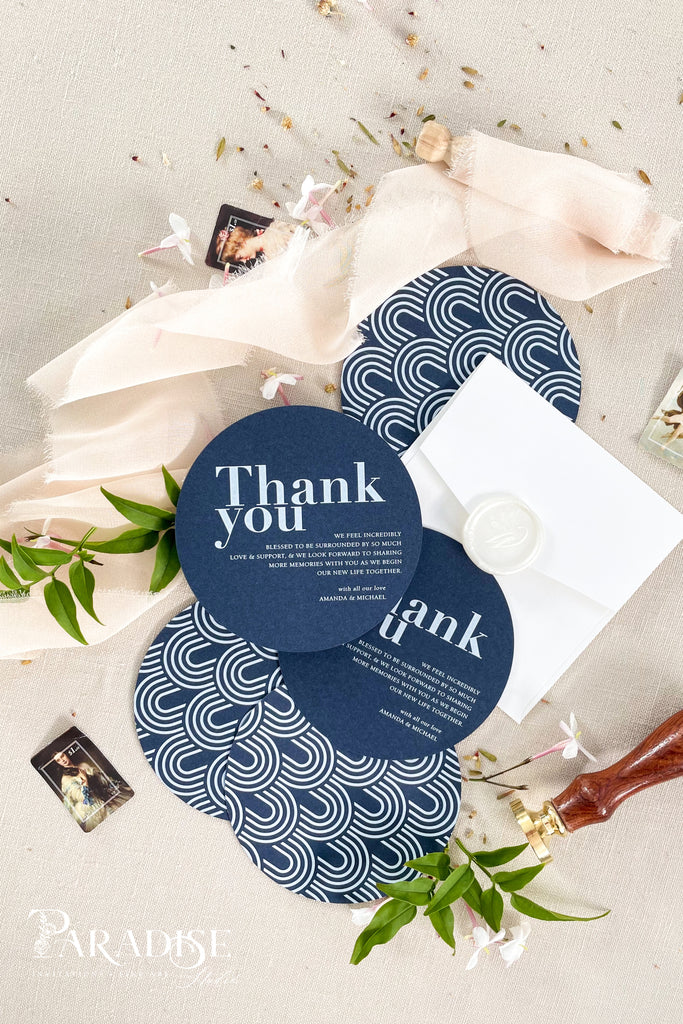 Malia Navy Circle Thank You Cards