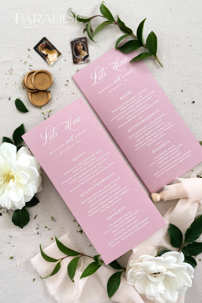 Berrie Wild Rose Wedding Menus