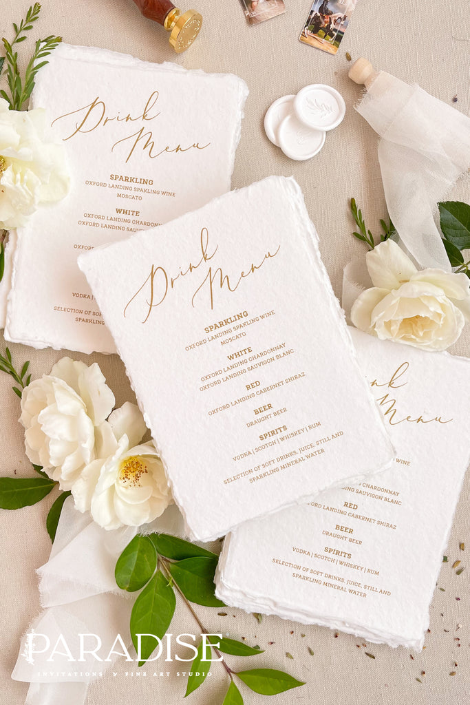 Juniper Handmade Paper Wedding Menus