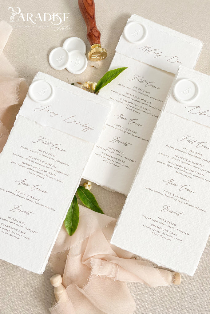 Jemma Handmade Paper Wedding Menus