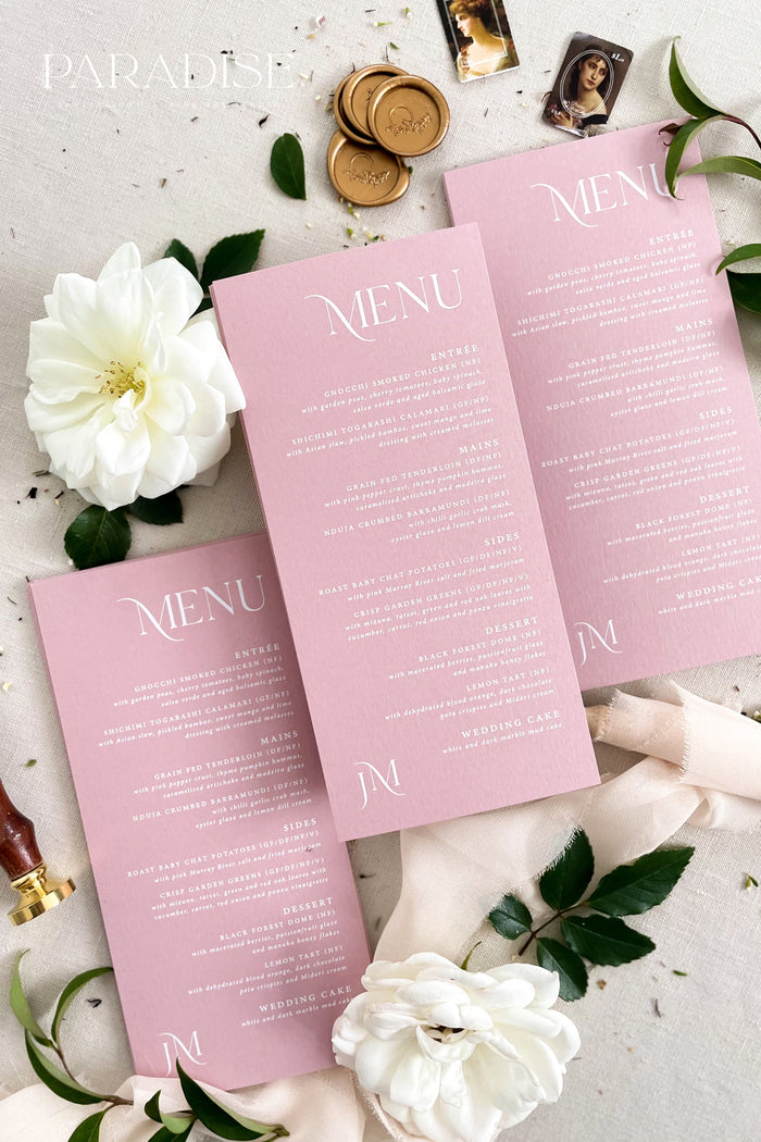 Bridgit Wild Rose Wedding Menus