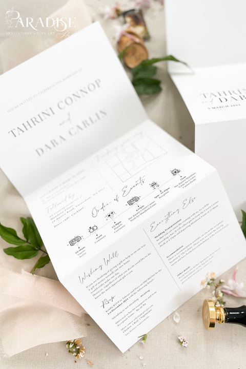 This concertina wedding invitation suite is ideal for couples who want a seamless way to share every detail of their celebration. Its fold-out layout allows you to include your ceremony, reception, travel, and RSVP information - all presented with fine art botanical illustrations that bring a touch of nature’s grace to your stationery. Perfect for garden weddings, destination celebrations, or romantic countryside venues, this suite combines beauty with functionality.