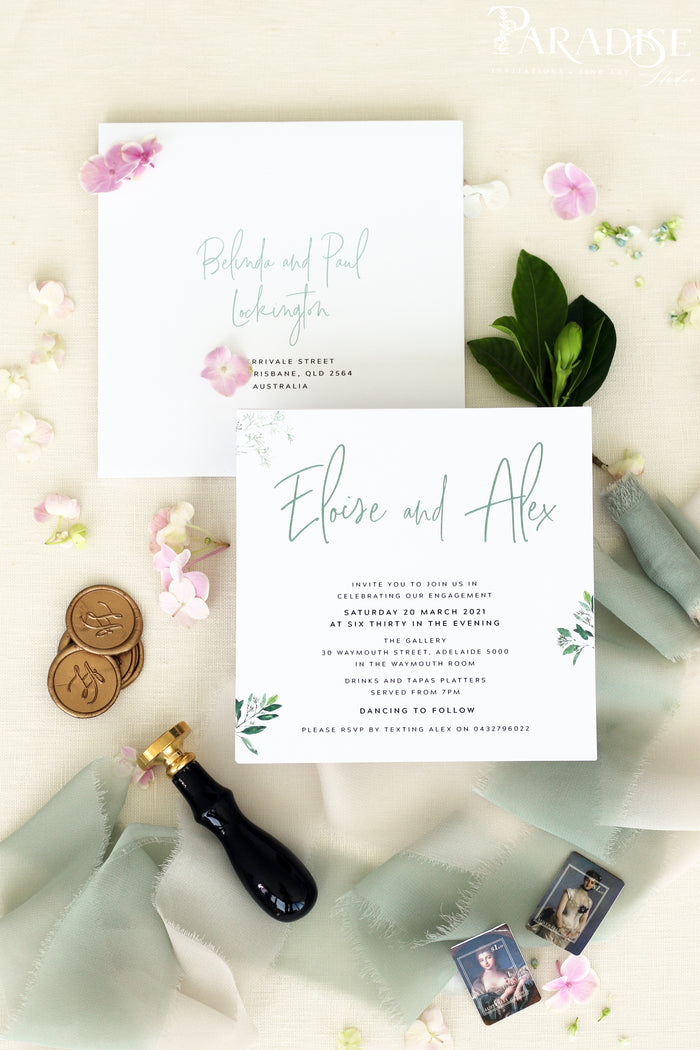 Cecelia Greenery Engagement Invitation