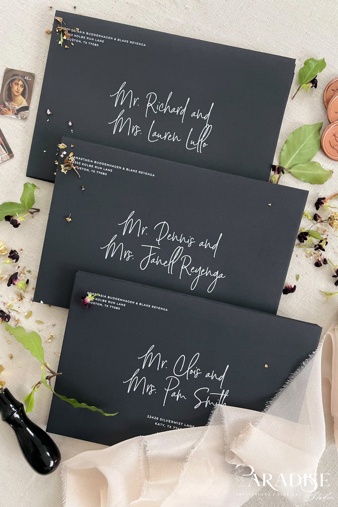 Black Envelopes and White Ink Printing