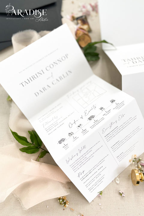 This concertina wedding invitation suite is ideal for couples who want a seamless way to share every detail of their celebration. Its fold-out layout allows you to include your ceremony, reception, travel, and RSVP information - all presented with fine art botanical illustrations that bring a touch of nature’s grace to your stationery. Perfect for garden weddings, destination celebrations, or romantic countryside venues, this suite combines beauty with functionality.