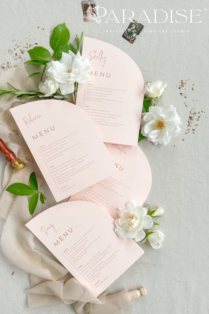 Diedre Rosa Paper Half Arch Wedding Menus