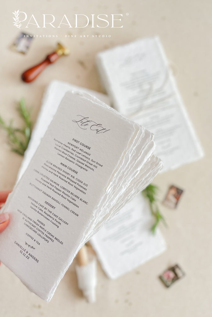 Katriane Handmade Paper Wedding Menus