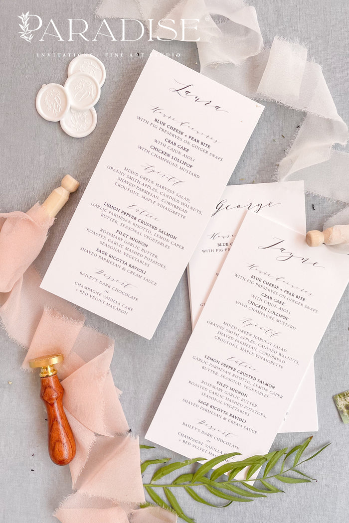 Harriette Calligraphy Wedding Menus