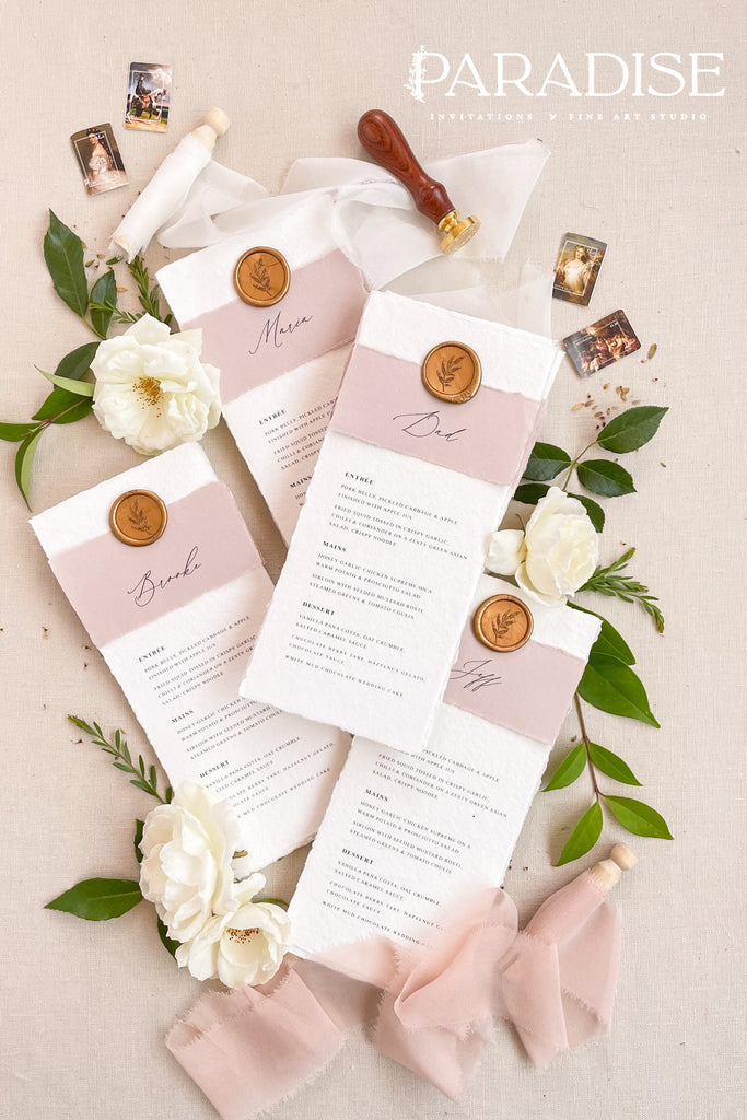 Harmony Handmade Paper Wedding Menus