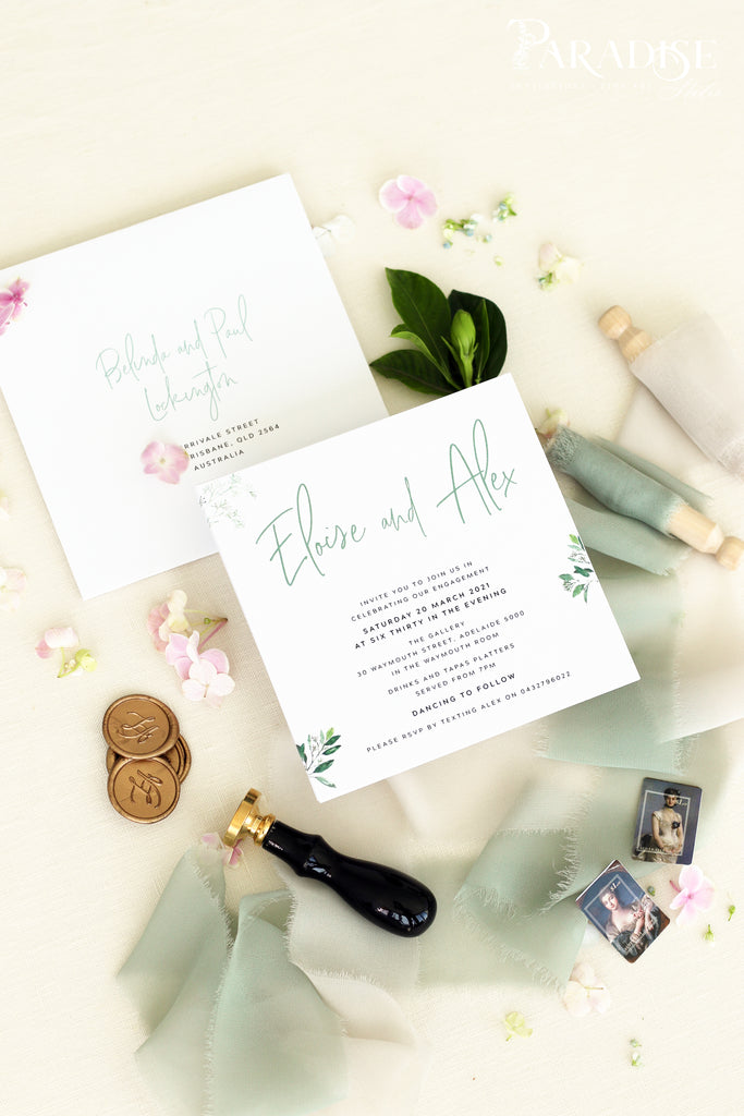 Cecelia Greenery Engagement Invitation