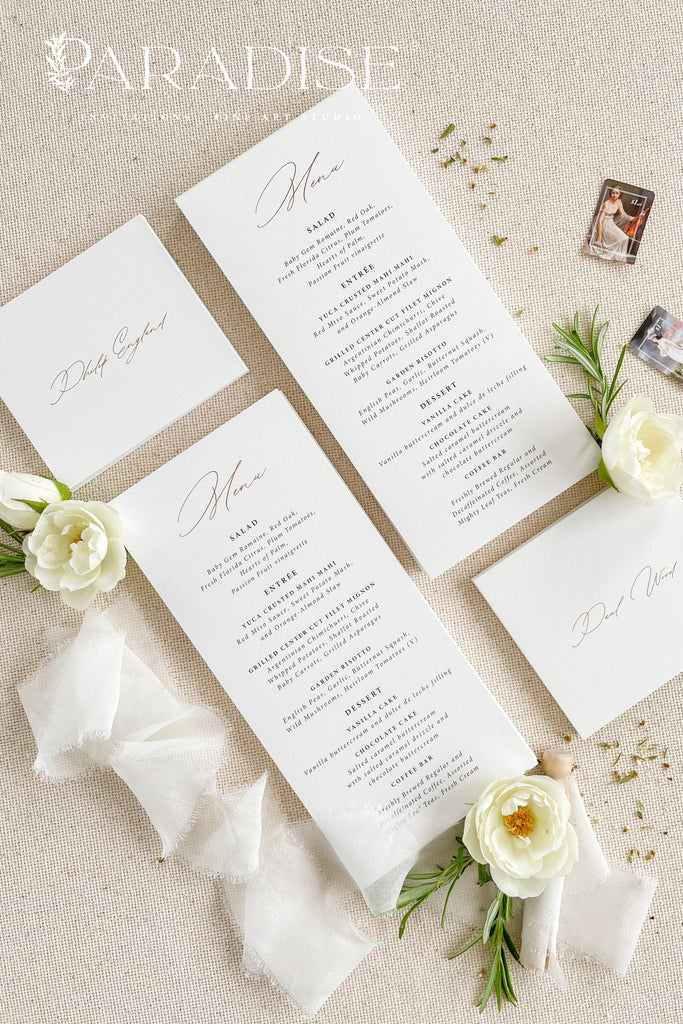 Cherie Minimalist Wedding Menus