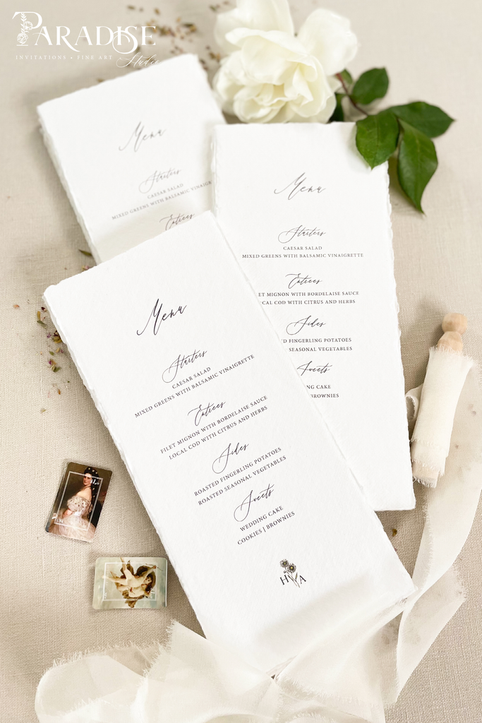 Vera Handmade Paper Wedding Menus