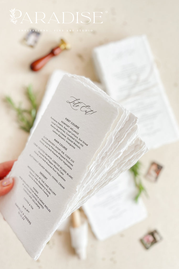 Katriane Handmade Paper Wedding Menus