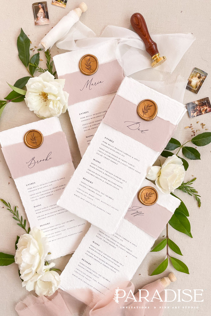 Harmony Handmade Paper Wedding Menus