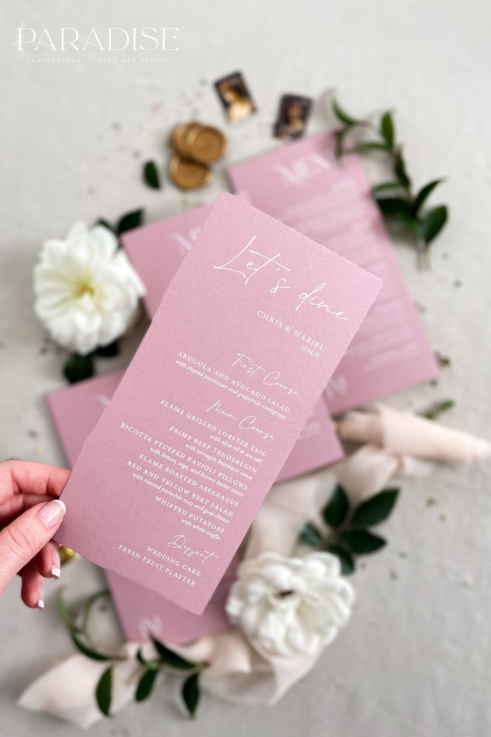 Carmine Wild Rose Wedding Menus