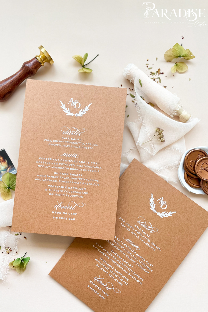 Raelynn Cinamon Wedding Menus