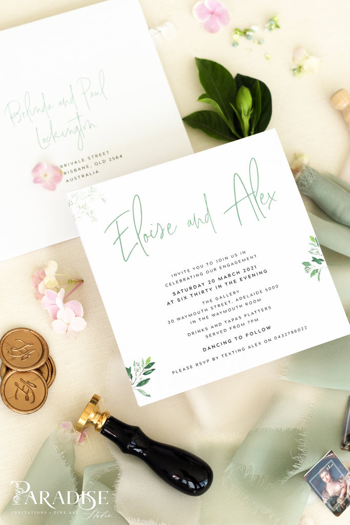 Cecelia Greenery Engagement Invitation