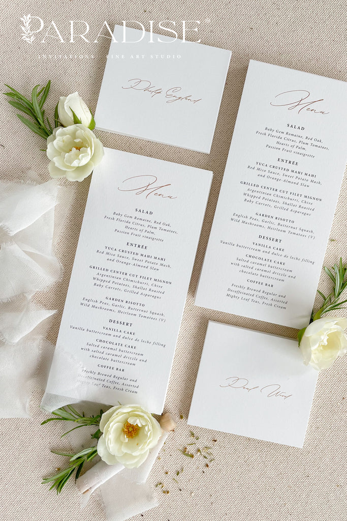 Cherie Minimalist Wedding Menus