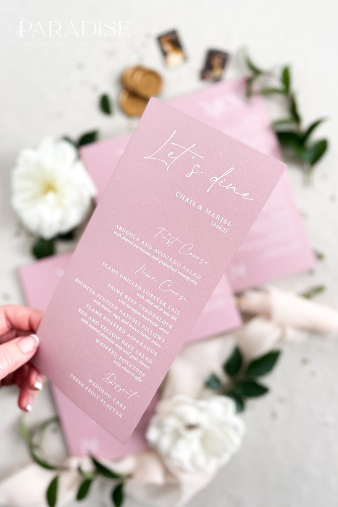 Carmine Wild Rose Wedding Menus