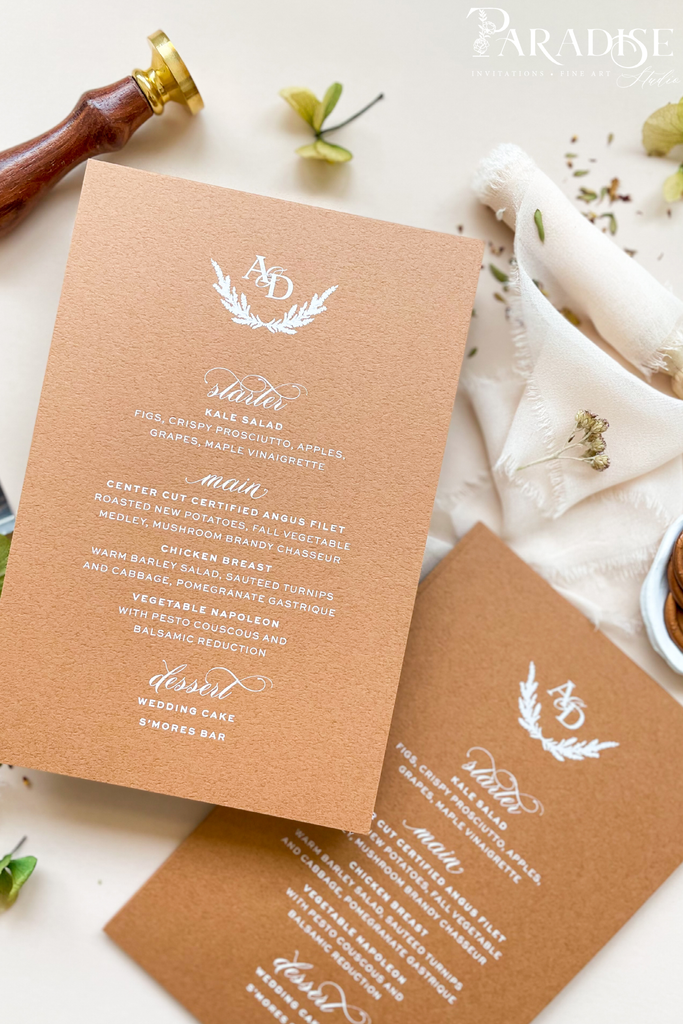 Raelynn Cinamon Wedding Menus