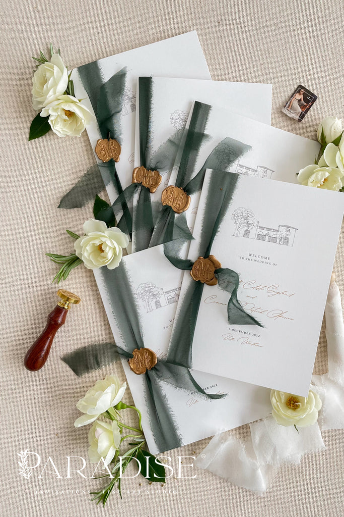 Clareta Silk Ribbon Wedding Programs