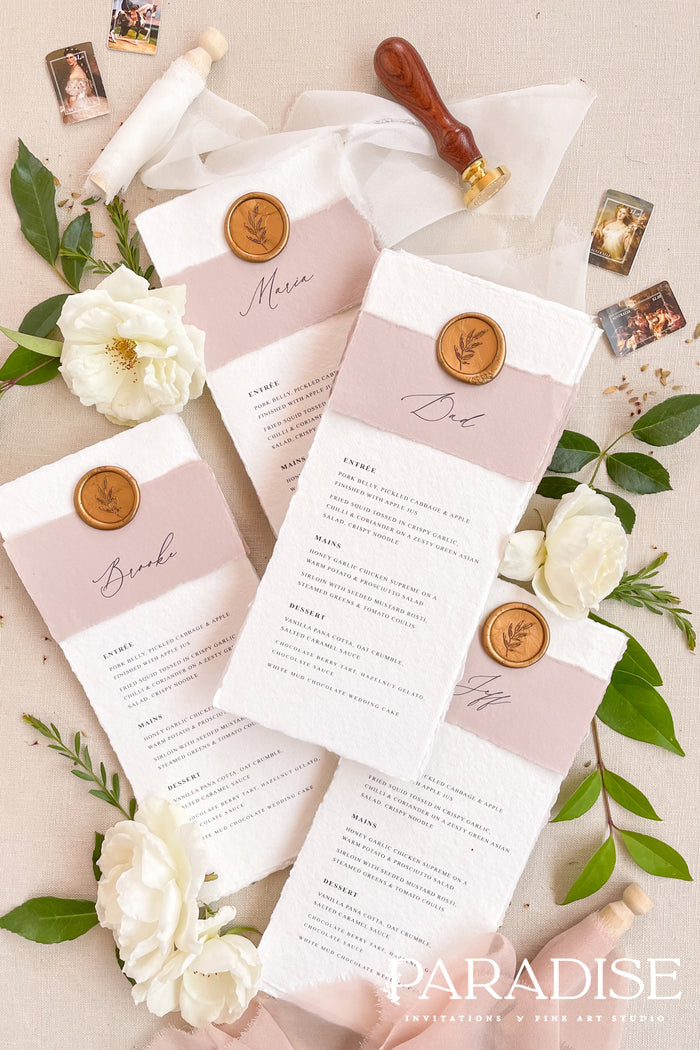 Harmony Handmade Paper Wedding Menus