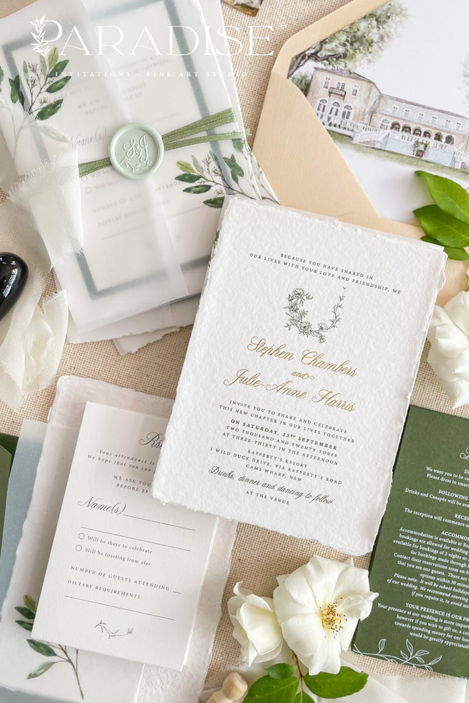 Bernette Handmade Paper Wedding Invitation Sets