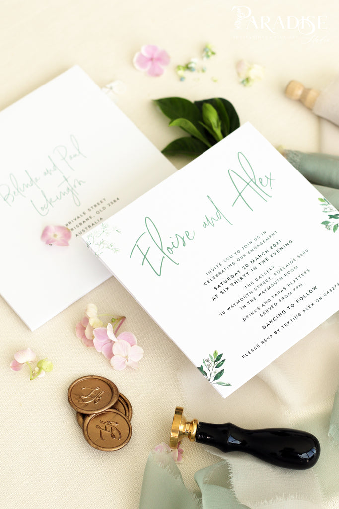 Cecelia Greenery Engagement Invitation