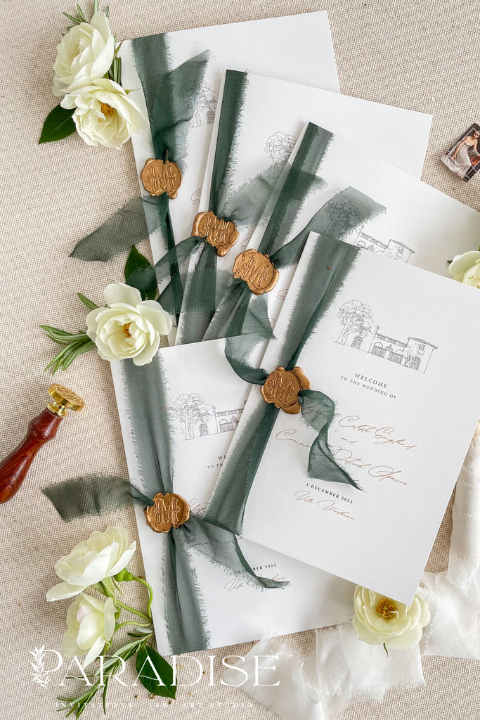 Clareta Silk Ribbon Wedding Programs