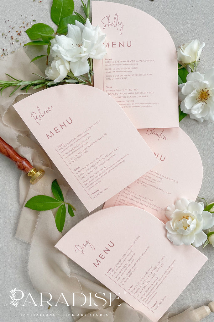 Diedre Rosa Paper Half Arch Wedding Menus