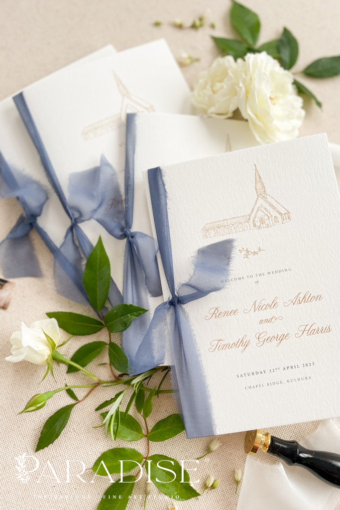 Fleurette Silk Ribbon Wedding Programs