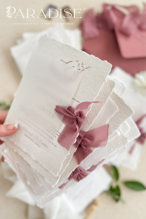 Announce your special day with the timeless beauty of these garden wedding invites. Perfect for a lush, romantic celebration, this suite combines the luxurious, tactile feel of handmade paper with an elegant, personalized monogram. The result is a truly timeless romantic wedding stationery set that feels both classic and intimately personal, leaving a lasting impression on your guests.
