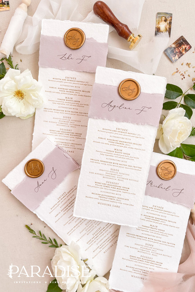 Harmony Handmade Paper Wedding Menus