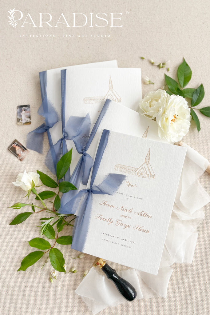 Fleurette Silk Ribbon Wedding Programs