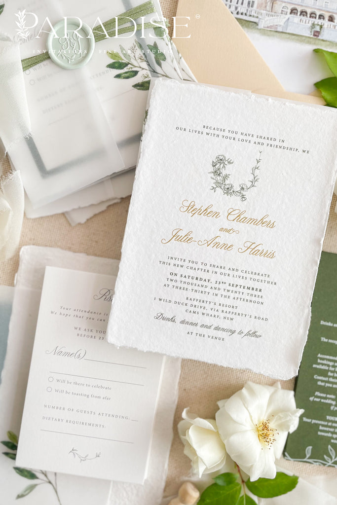 Bernette Handmade Paper Wedding Invitation Sets