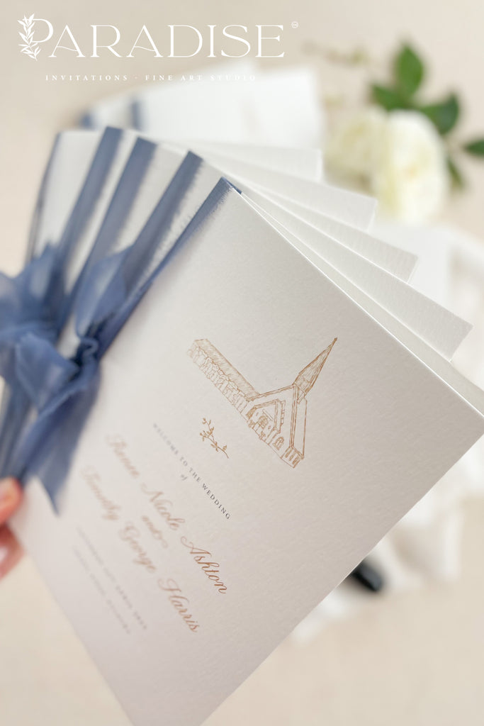 Fleurette Silk Ribbon Wedding Programs