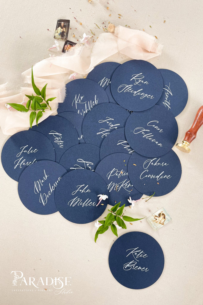 Alani Navy Circle Place Cards