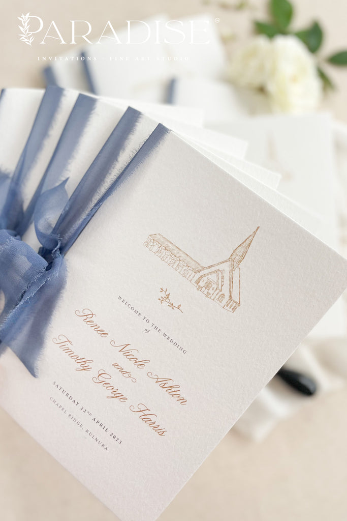 Fleurette Silk Ribbon Wedding Programs