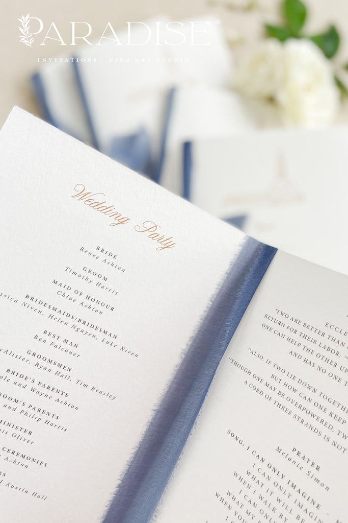 Fleurette Silk Ribbon Wedding Programs